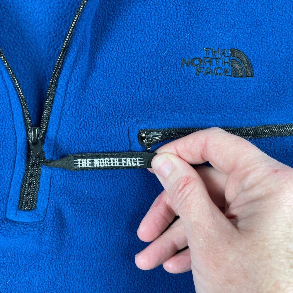 The North Face Fleece Pullover Mens XXL Blue Black 1/4 Zip TKA 100 Hiking Active